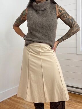 Y2K theory wool midi skirt